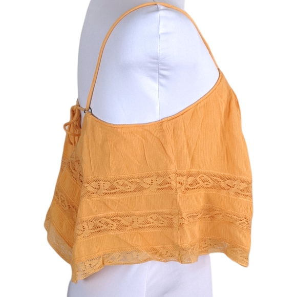 Free People Home Again Orange Cropped Ruffle Lace Camisole Size S - Picture 6 of 10